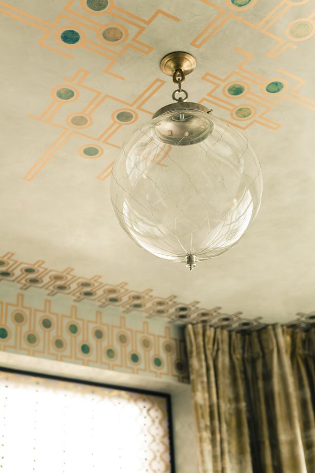 decorative ceilings | Girlfriend is Better | mid-century modern geometric paint hanging light