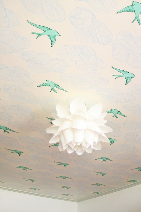 decorative ceilings | Girlfriend is Better | bird wallpaper minimalist boho chic
