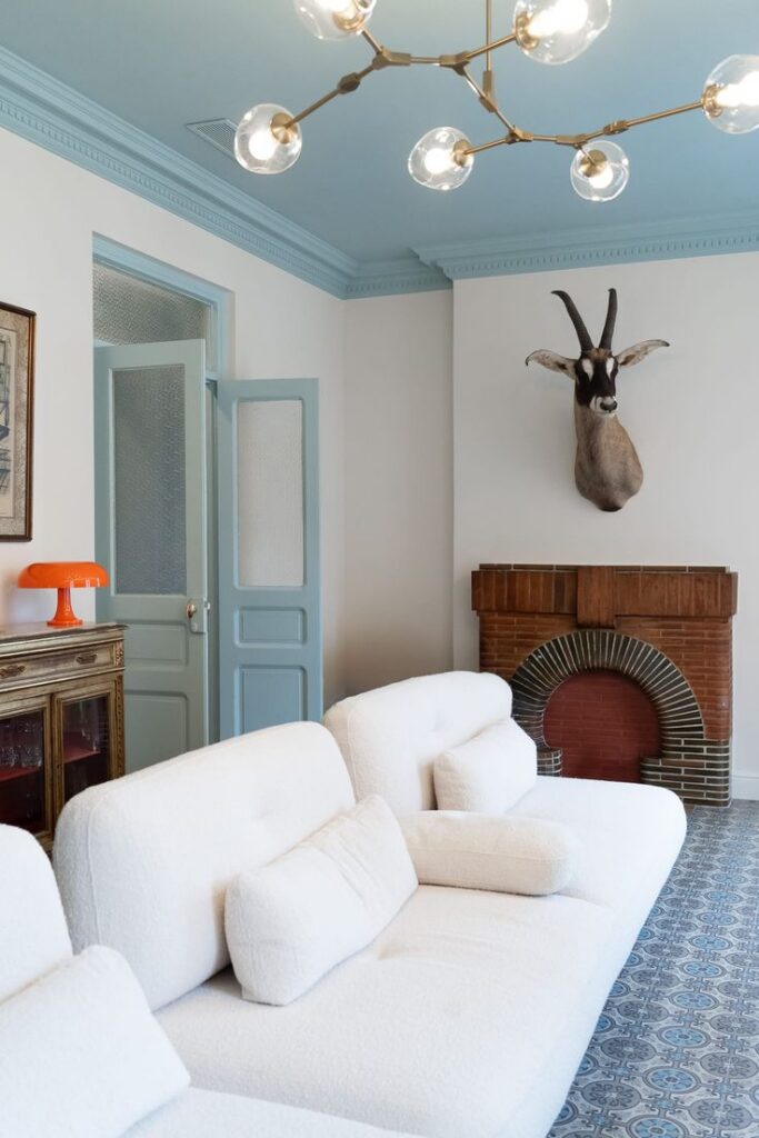 decorative ceilings | Girlfriend is Better | blue paint crown molding minimalist